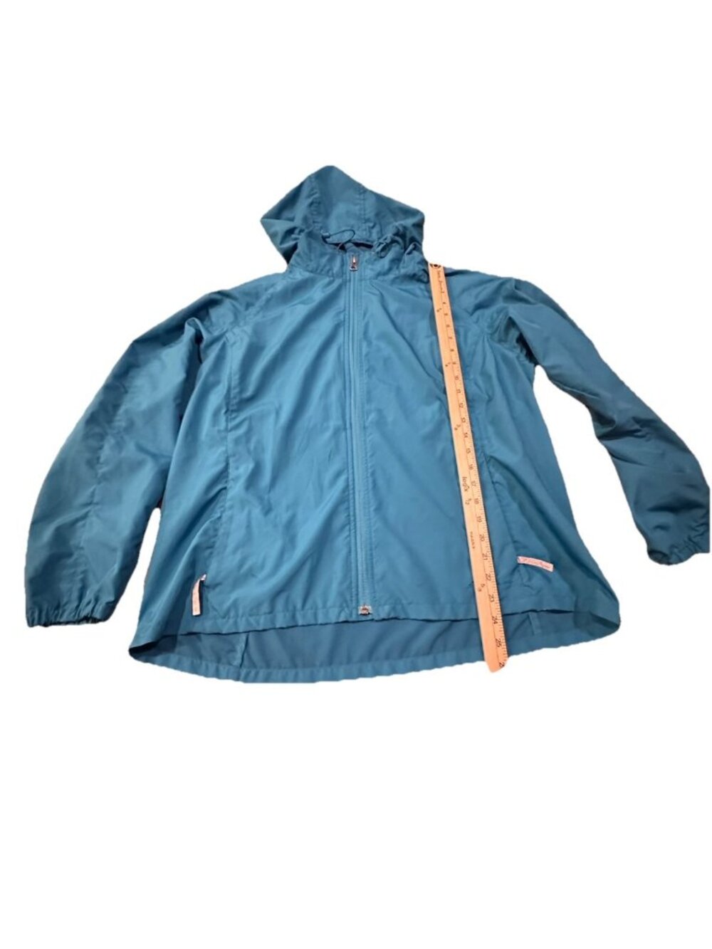 Womans Eddie Bauer Size XL Blue Full Zip Hooded Wind Breaker - Picture 7 of 8